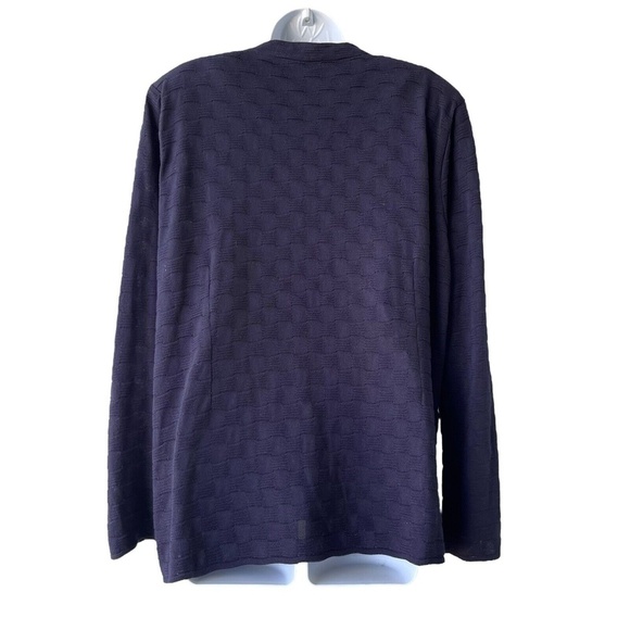 MISOOK Acrylic Knit Cardigan Jacket Size XL Denim Blue Texture Basket Waves - Picture 2 of 3